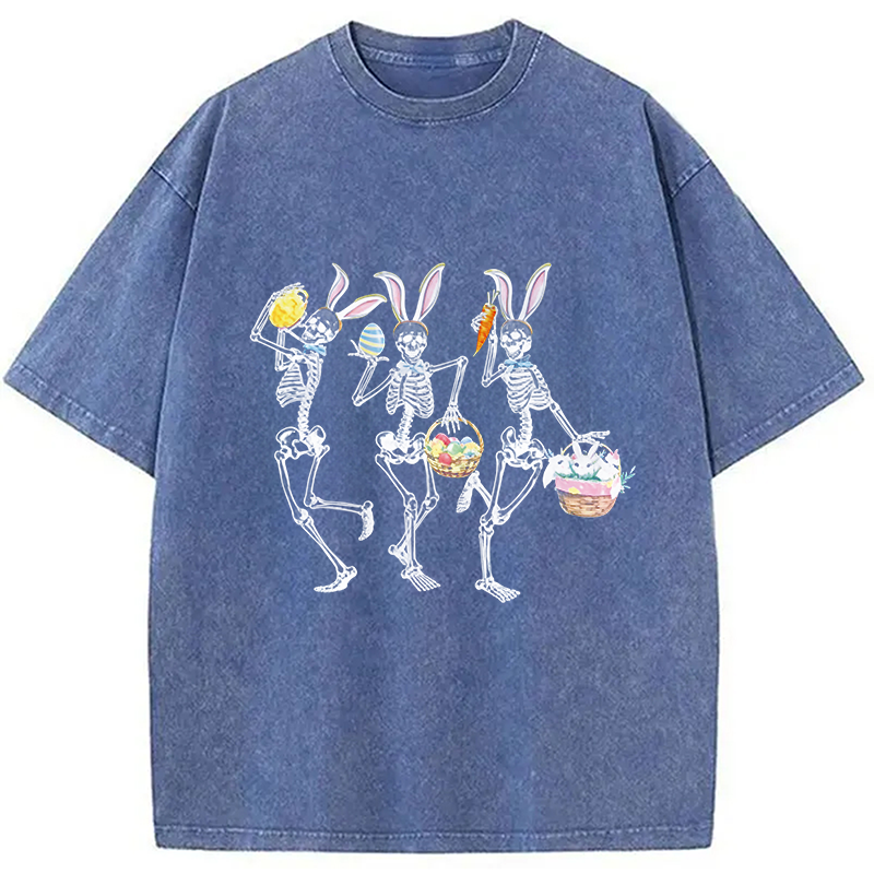 Modecanvas Easter Dancing Skeleton DTG Printing Washed T-Shirt