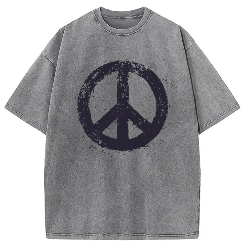 Modecanvas Peace Sign DTG Printing Washed T-Shirt