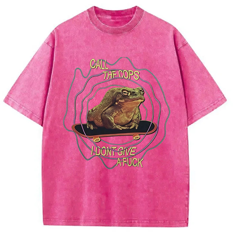 Modecanvas Call The Copes IDGAF DTG Printing Washed T-Shirt