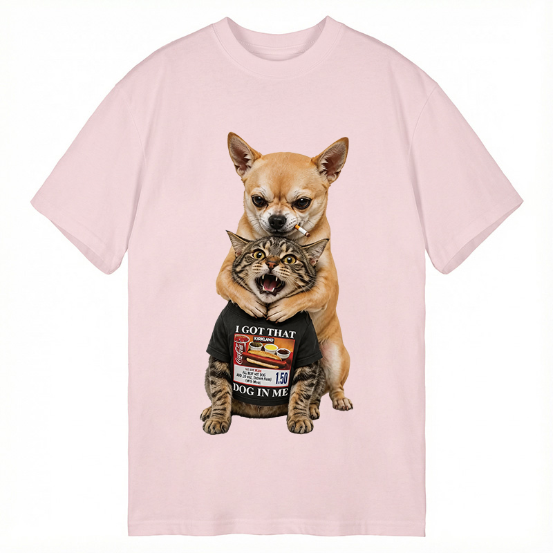 Modecanvas Chihuahua&Cat Funny DTG Printing Classic T-Shirt-modecanvas