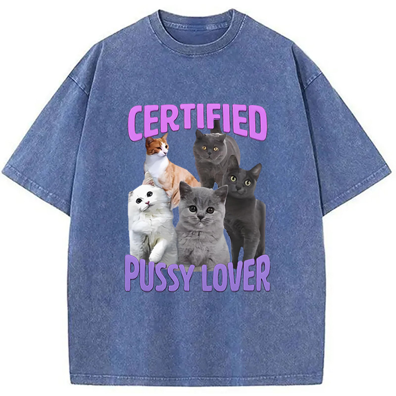 Modecanvas Certified Pussy Lover Washed T-Shirt