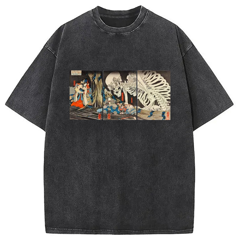 Modecanvas The Witch And The Skeleton Washed T-Shirt