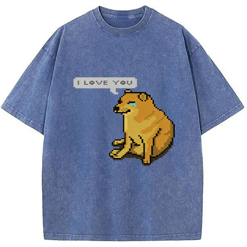 Modecanvas Cheems Luvs You DTG Printing Washed T-Shirt