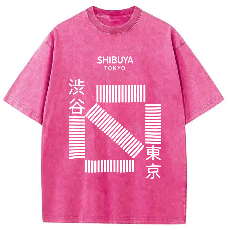 Modecanvas Japanese Shibuya Crossing Washed T-Shirt