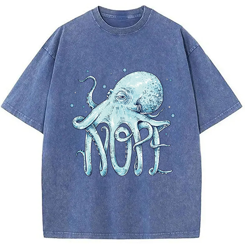 Modecanvas Octopus Nope DTG Printing Washed T-Shirt