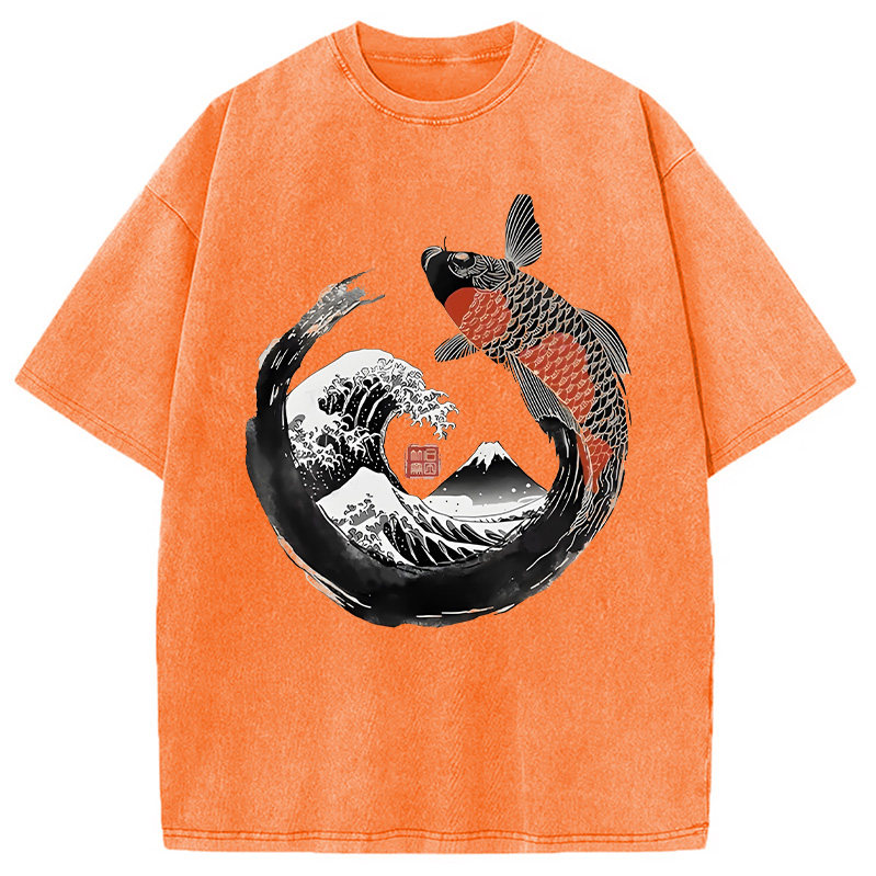 Modecanvas Retro Koi Enso Washed T-Shirt