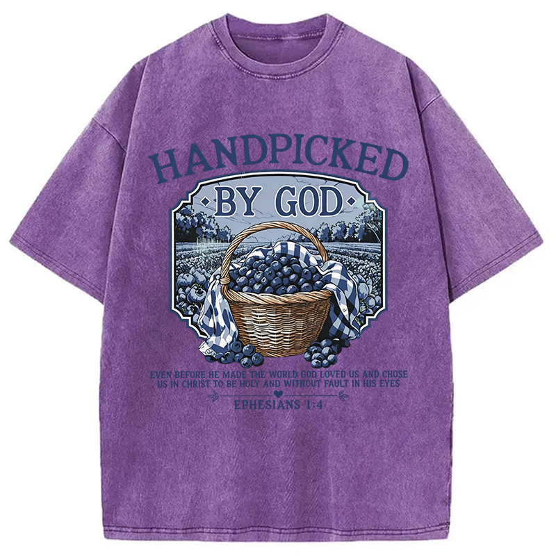 Modecanvas Hand Picked By God DTG Printing Washed T-Shirt