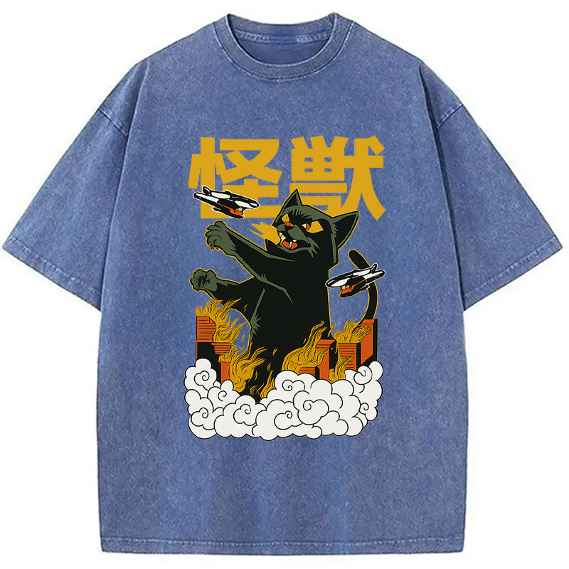 Modecanvas Cat Destroyer Japanese Washed T-Shirt