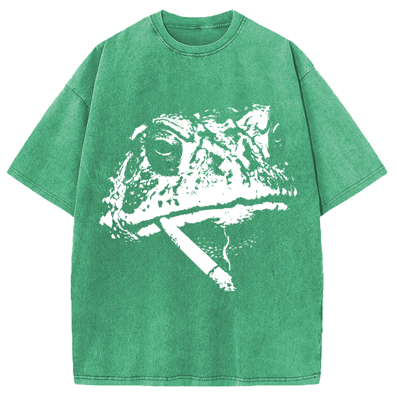 Modecanvas Frog Smoke Vintage DTG Printing Washed T-Shirt