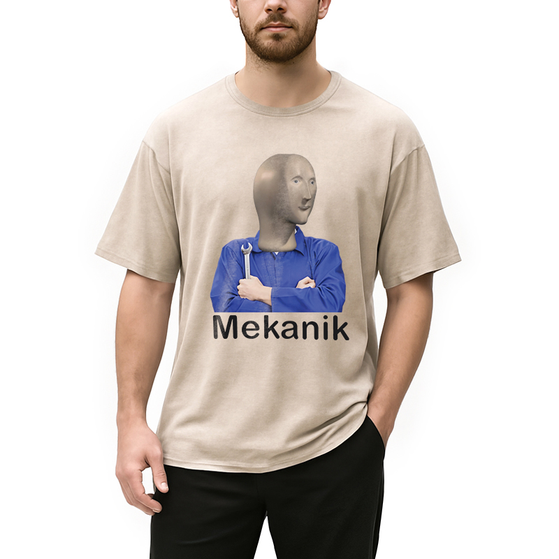 Modecanvas MEKANIK at Your Service DTG Printing Washed T-Shirt