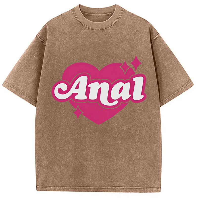 Modecanvas Anal Heart DTG Printing Washed T-Shirt