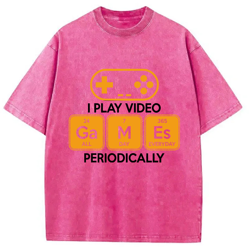 Modecanvas Play Video Games Periodically Funny Science Humor DTG Printing Washed T-Shirt