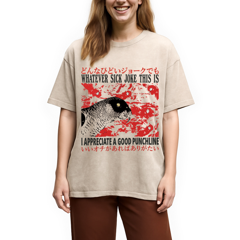 Modecanvas Whatever Sick Joke DTG Printing Washed T-Shirt