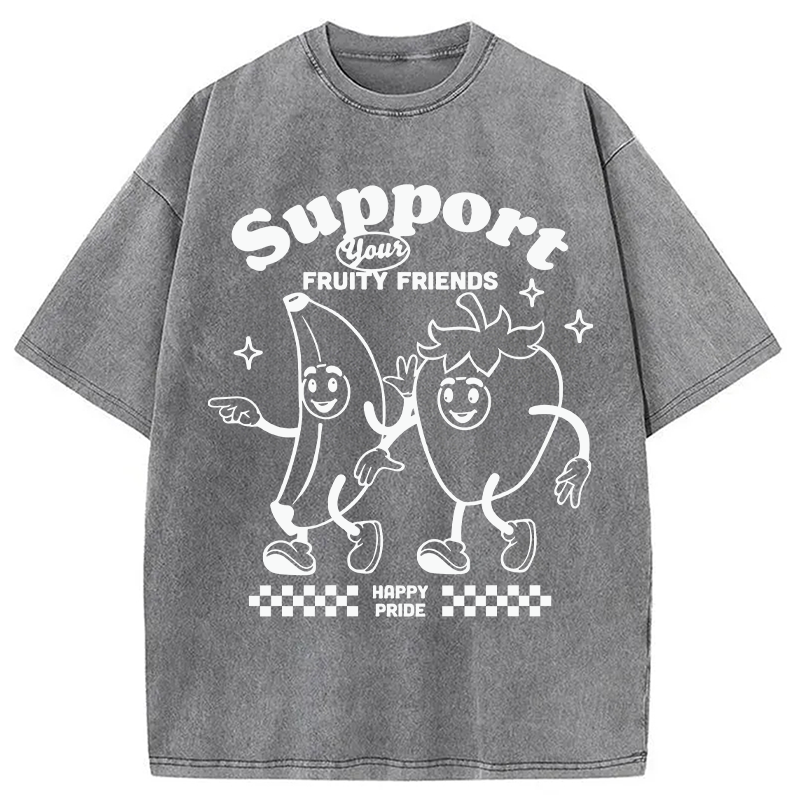 Modecanvas Support Your Fruity Friends DTG Printing Washed T-Shirt
