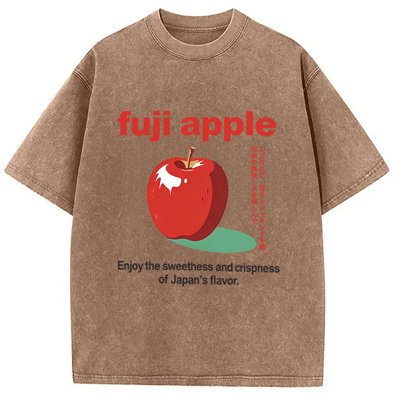 Modecanvas Japan Fuji Apple DTG Printing Washed T-Shirt-modecanvas