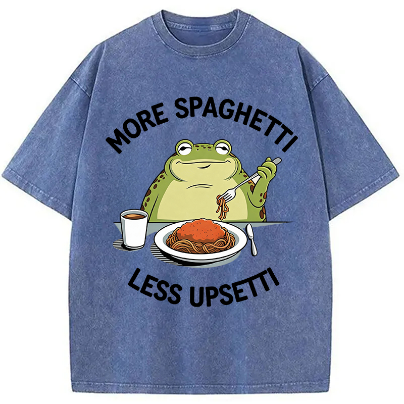 Modecanvas More Spaghetti Less Upsetti Frog DTG Printing Washed T-Shirt