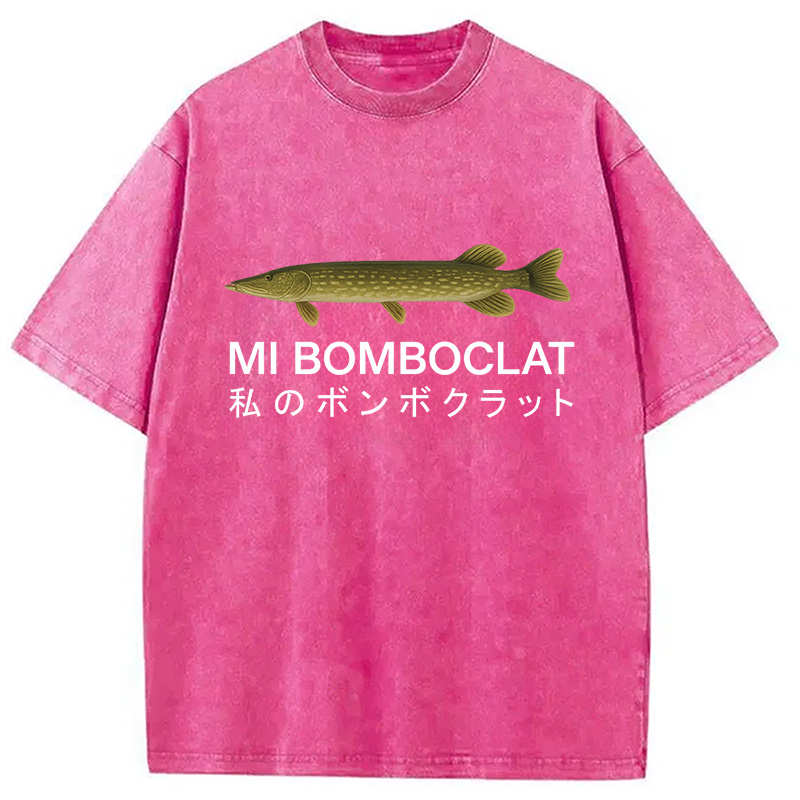 Modecanvas Mi Bomboclat Fish Meme Washed T-Shirt-modecanvas