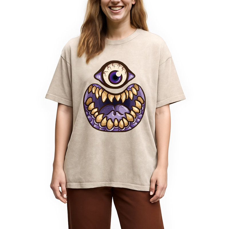 Modecanvas One-Eyed People Eater Washed T-Shirt