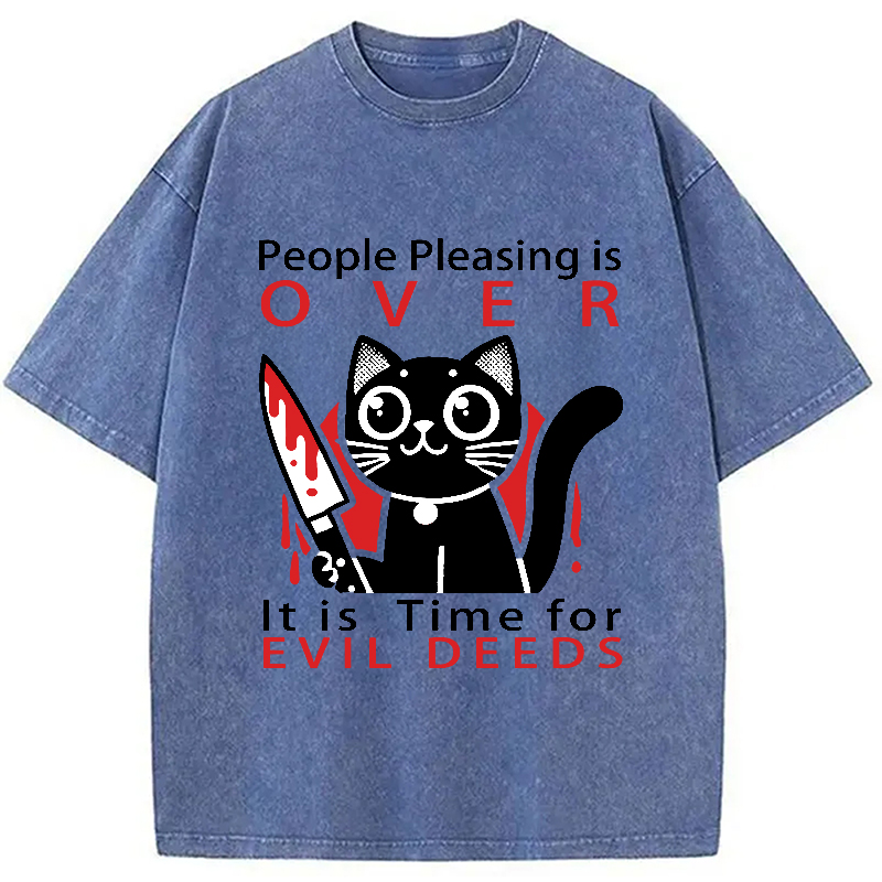 Modecanvas Mischievous Kitten Washed T-Shirt