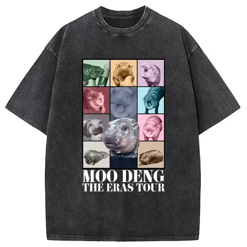 Modecanvas Moodeng Hippo The Era Tour Washed T-Shirt