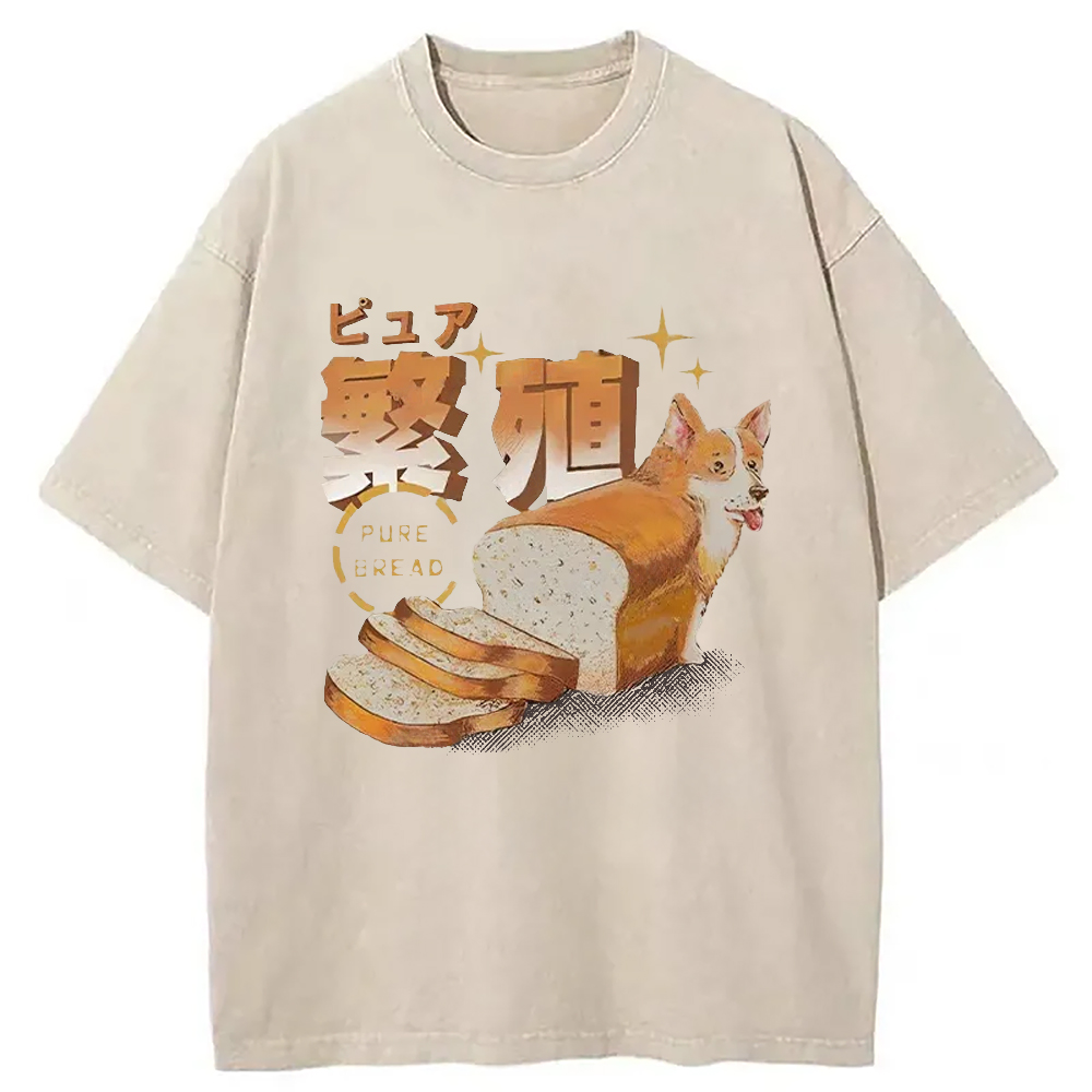 Modecanvas Pure Bread Dog Funny Washed T-Shirt