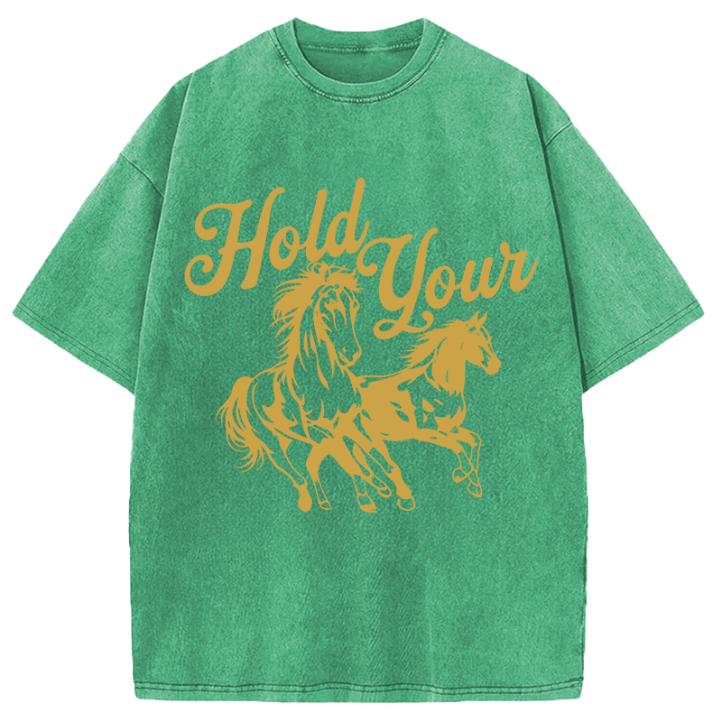 Modecanvas Hold Your Horses DTG Printing Washed T-Shirt