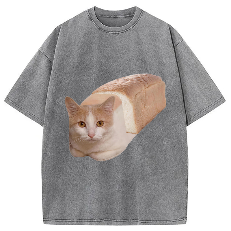 Modecanvas Cat Bread DTG Printing Washed T-Shirt