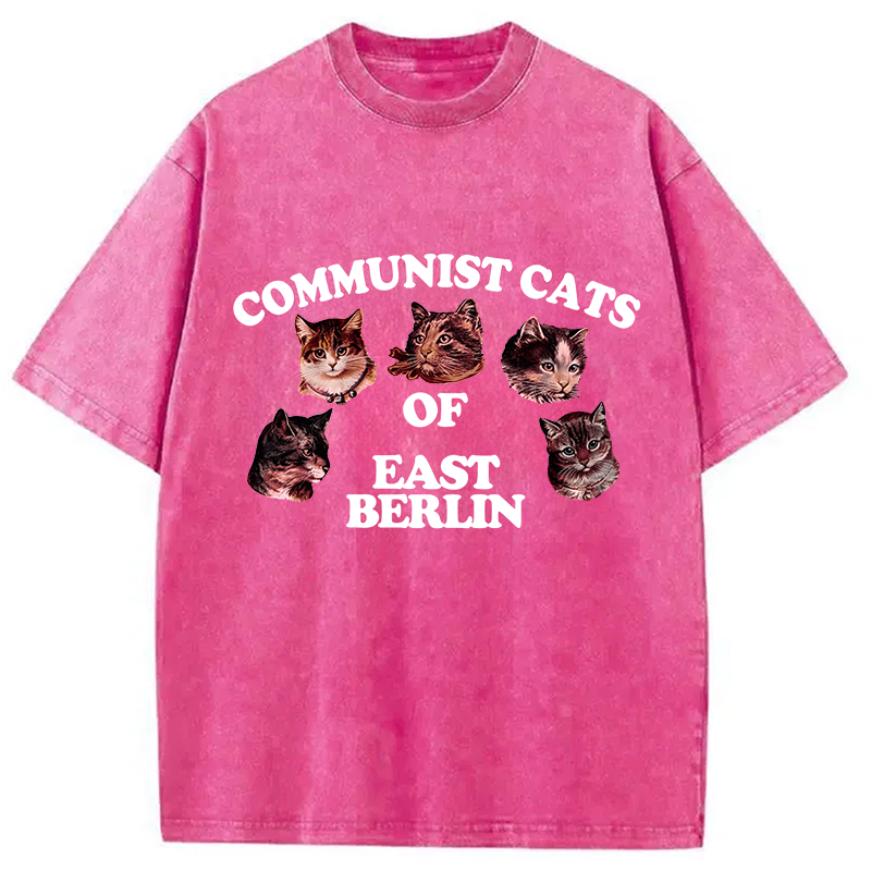 Modecanvas Communist Cats Of East Berlin DTG Printing Washed T-Shirt