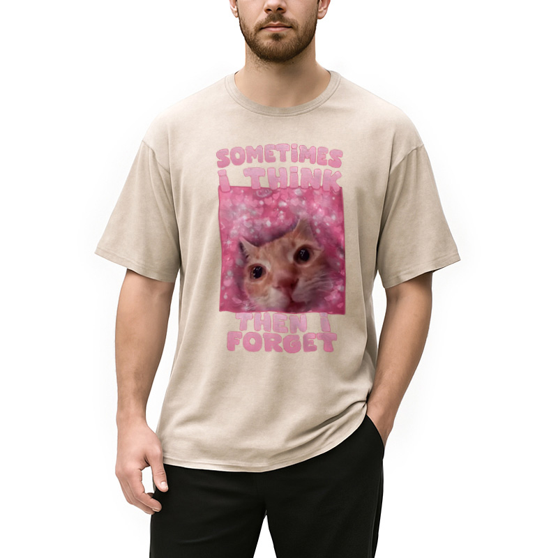 Modecanvas Sometimes I Think Then I Forget Washed T-Shirt