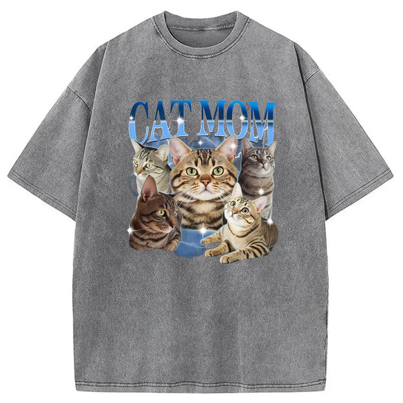 Modecanvas Cat Mom Meme Washed T-Shirt