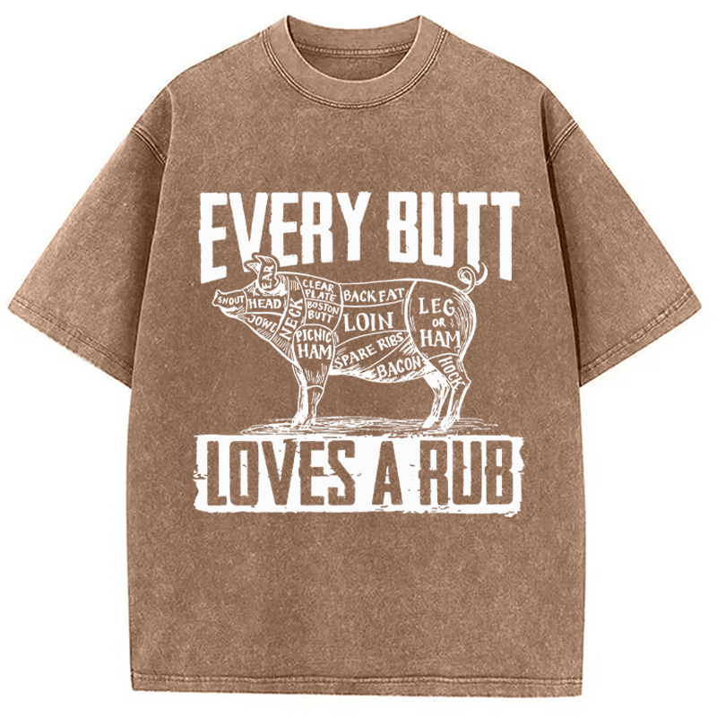 Modecanvas BBQ Pork Butt Rub Funny DTG Printing Washed T-Shirt