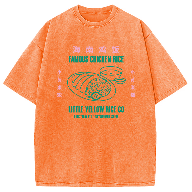 Modecanvas Famous Chicken Rice DTG Printing Washed T-Shirt