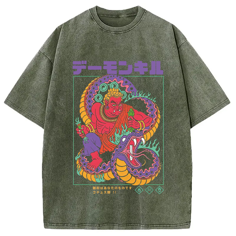 Modecanvas Demon Kill DTG Printing Washed T-Shirt