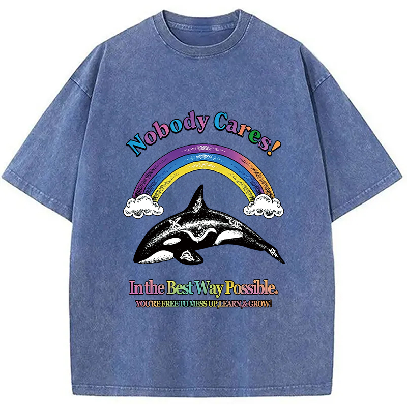 Modecanvas NOBODY CARES DTG Printing Washed T-Shirt