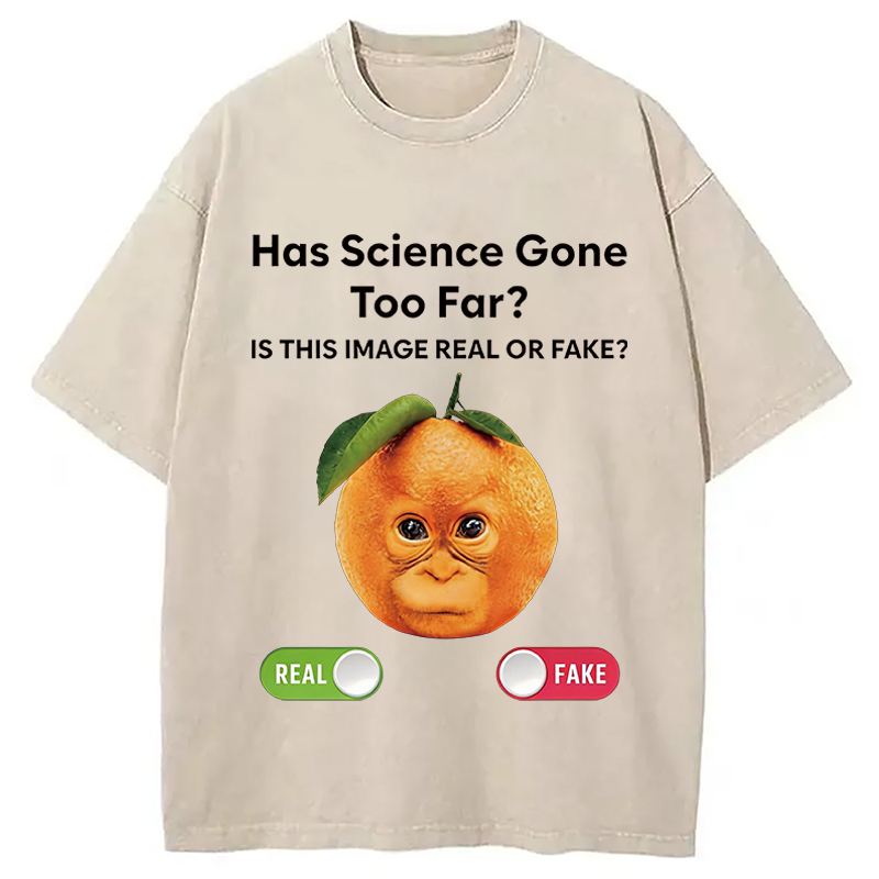 Modecanvas Has Science Gone Too Far Orange Monkey DTG Printing Washed T-Shirt