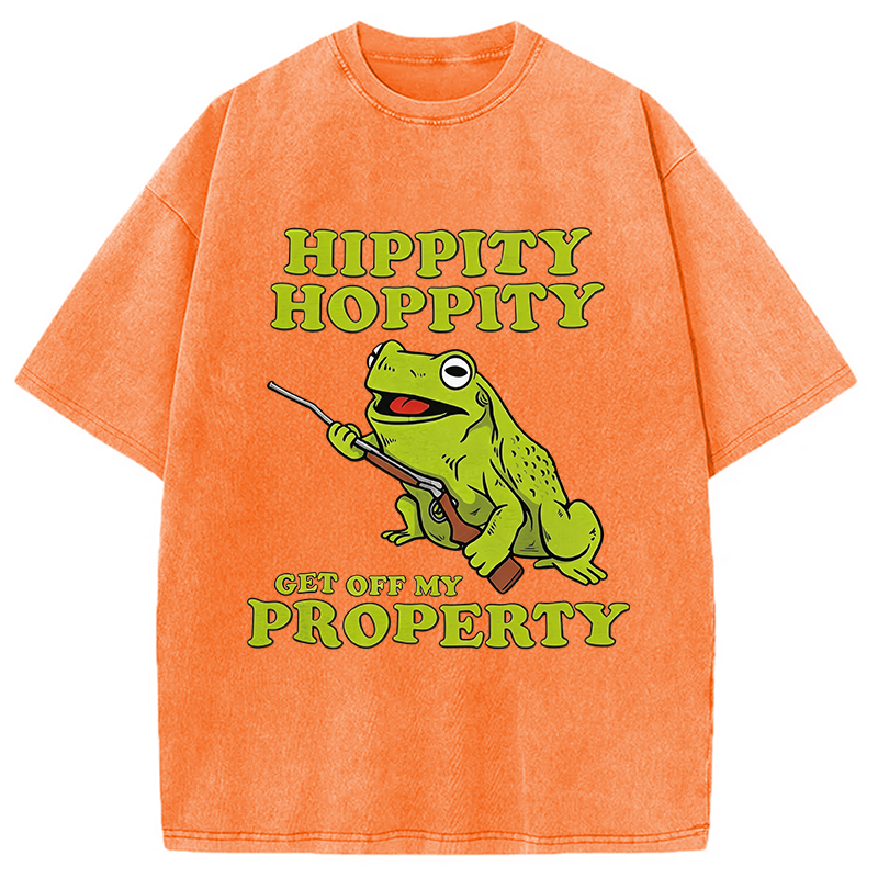 Modecanvas Hippity Hoppity Get Off My Property Meme DTG Printing Washed T-Shirt