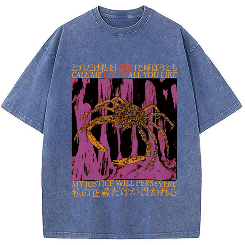 Modecanvas My Justice Will Persevere Funny Crab Washed T-Shirt