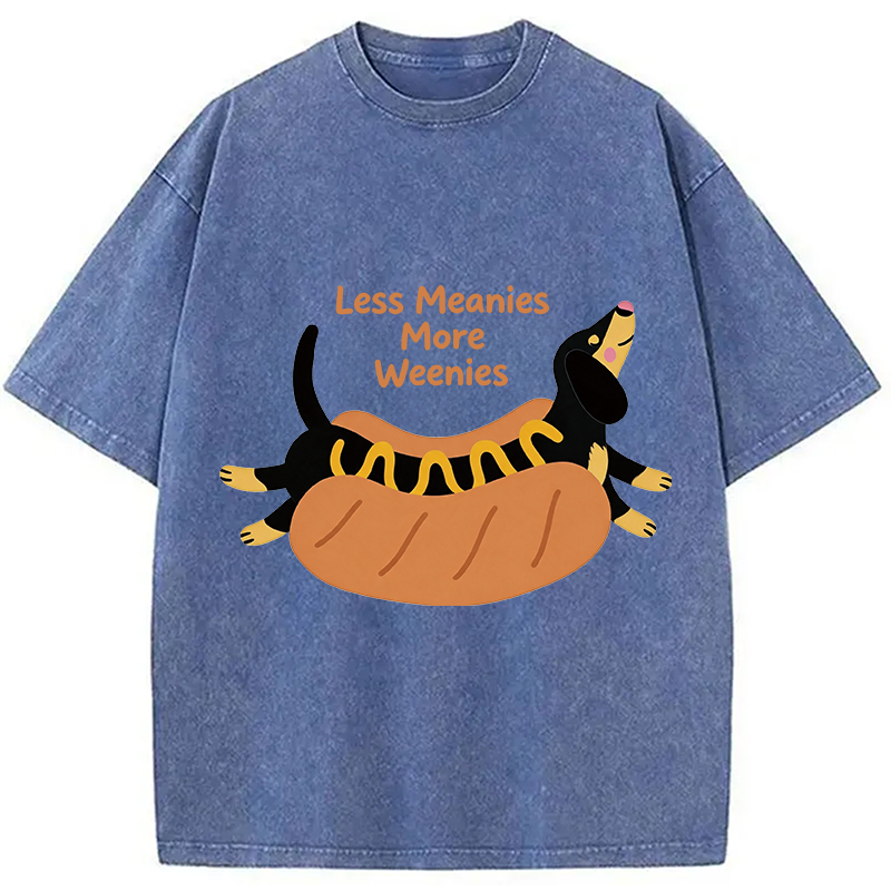 Modecanvas Positive Vibes Only With The Weenie Dog DTG Printing Washed T-Shirt