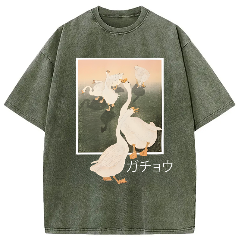 Modecanvas Goose Vintage Japanese Kanji Washed T-Shirt
