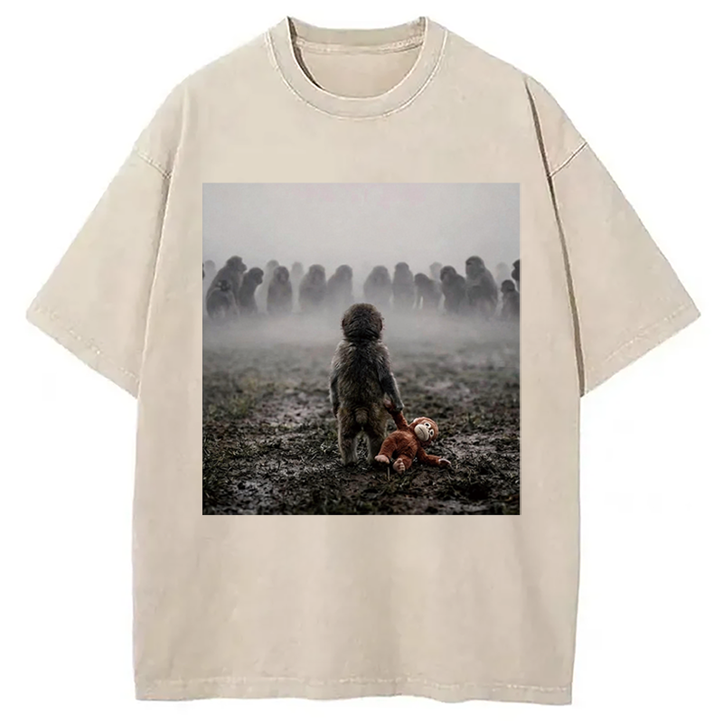 Modecanvas Punch Monkey DTG Printing Washed T-Shirt