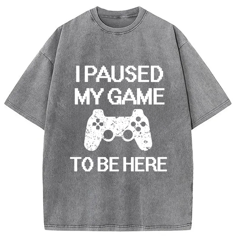 Modecanvas I Paused My Game To Be Here DTG Printing Washed T-Shirt