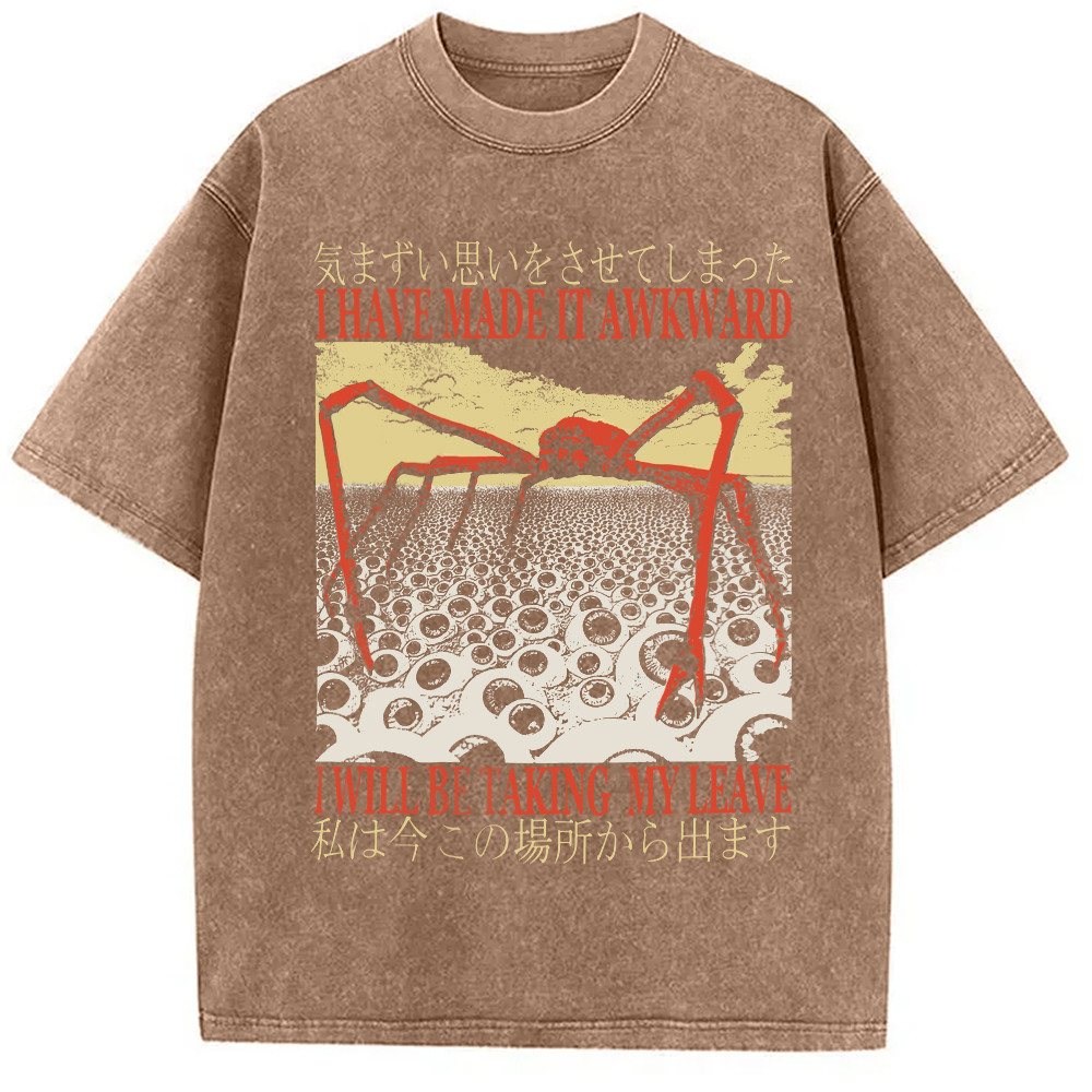 Modecanvas I Have Made It Awkward Vintage Washed T-Shirt-modecanvas