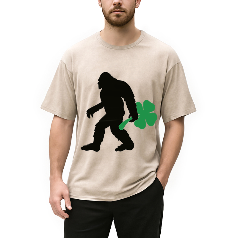 Modecanvas Bigfoot Hold Lucky DTG Printing Washed T-Shirt