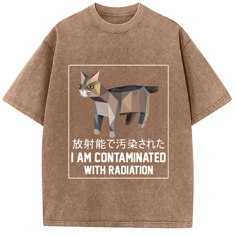 Modecanvas I Am Contaminated with Radiation Meme Washed T-Shirt-modecanvas