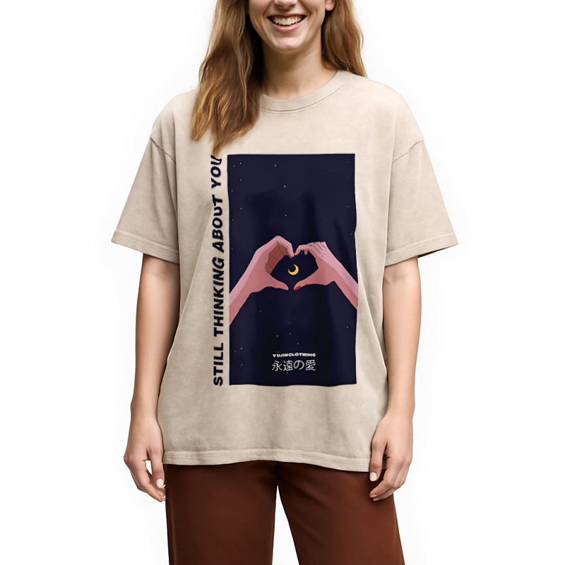 Modecanvas Still Thinking About You Washed T-Shirt