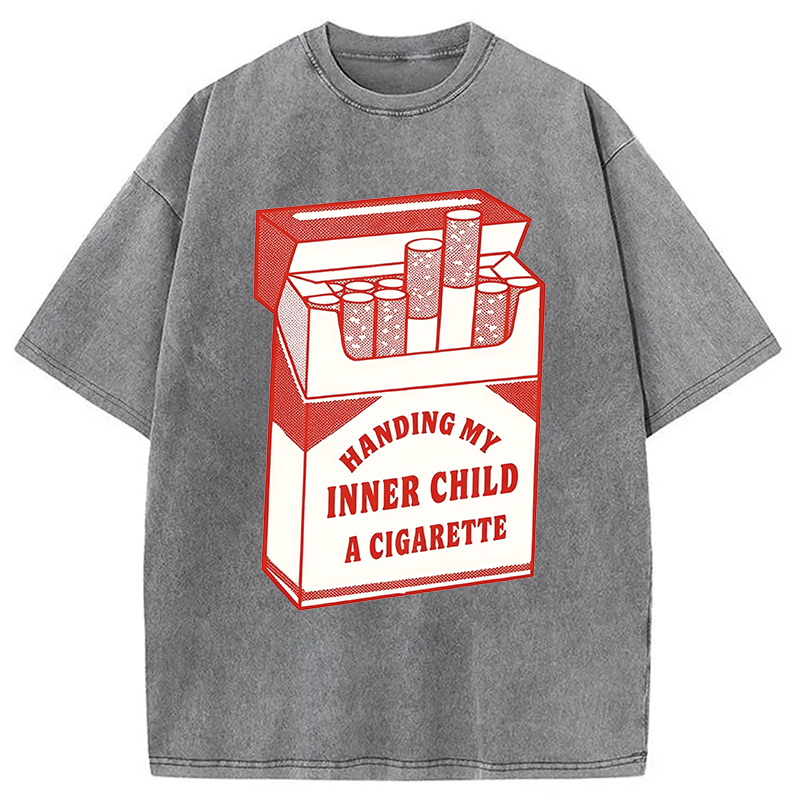 Modecanvas Inner Child Cigarette DTG Printing Washed T-Shirt