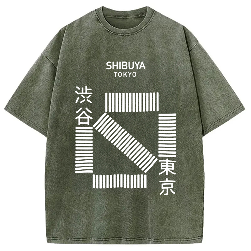 Modecanvas Japanese Shibuya Crossing Washed T-Shirt