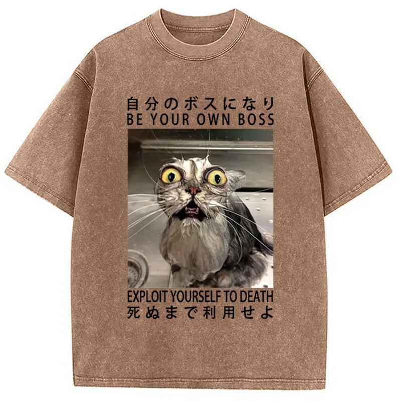 Modecanvas Be Your Own Boss Washed T-Shirt