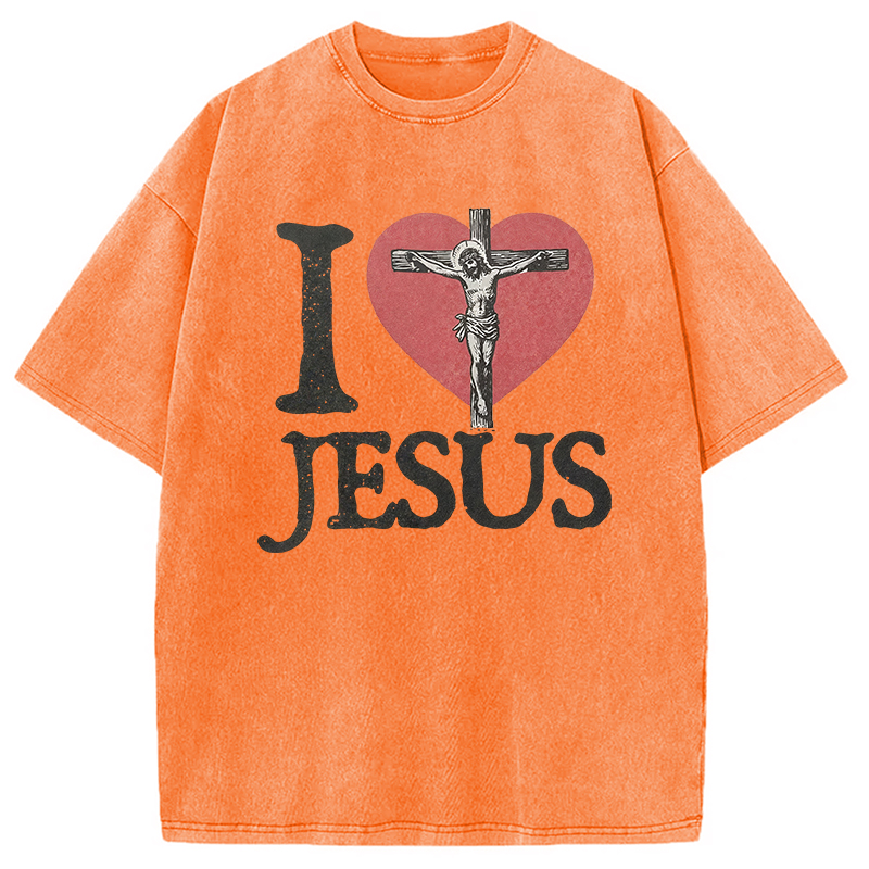 Modecanvas I Love Jesus Washed T-Shirt
