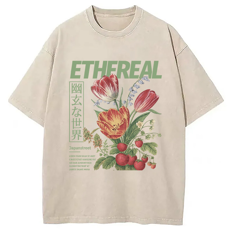 Modecanvas Japanese Flower Washed T-Shirt